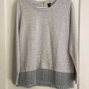 J Crew gray fringe sweatshirt